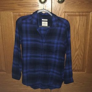 American Eagle Blue/Black Flannel Shirt Size S